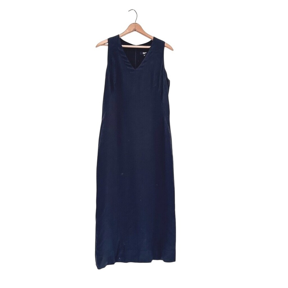 Vintage Philippe Adec Paris Linen‎ Black Fitted Maxi Dress - Size 10